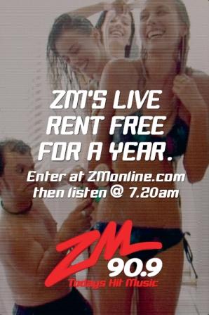 ZM-FM Adshel campaign with a competiton to live rent free for a year.